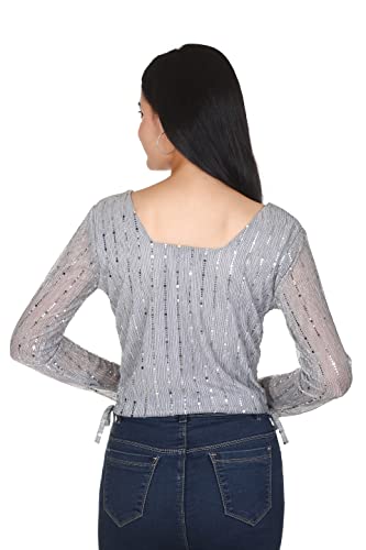 Image of Drawstring Solid Shimmer Top