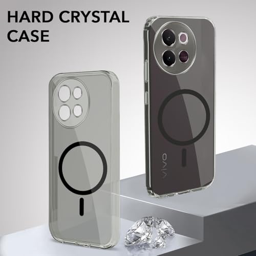 Image of Jkobi Lifetime Anti-Yellow MagSafe Compatible Clear Back Cover Case for Vivo V30e 5G (Sleek Hard Crystal | Shockproof and Camera Protection)