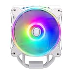 Cooler Master Hyper 212 Halo CPU Air Cooler - Pure White Aluminium Finish, 4 Continuous Direct Contact Heat Pipes with Fins, MF120 Halo2 ARGB Fan, ARGB Auto Detect, LGA1700 & AM5 Brackets - White