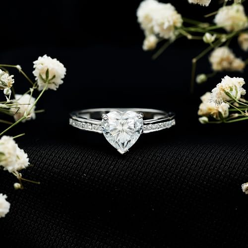 Certified Moissanite 8 mm Heart Engagement Ring, D-Vs1 Quality, Moissanite 2 Carat Ring For Women (Ideal for Gift)3
