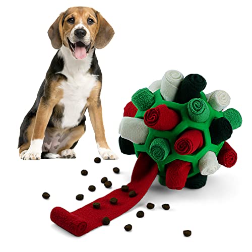 Larimuer Schnüffelball für Hunde, Schnüffelteppich Schnüffelspielzeug Interaktive Hundespielzeug tragbarer Haustier Snuffle Ball Toy für Kleine Mittelgroße Hunde Haustier (Grüne Weihnachten)