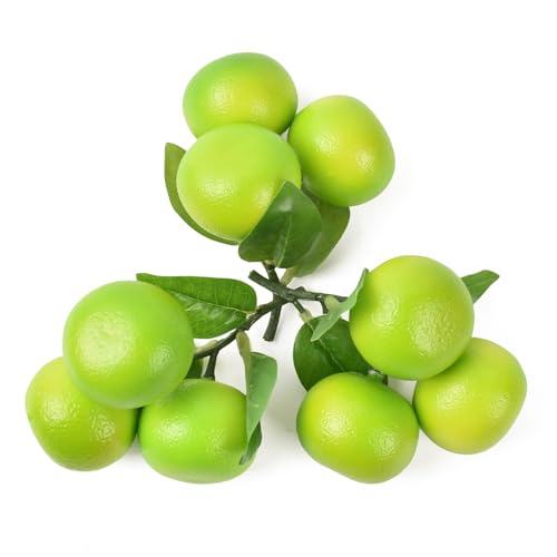 Hagao Fake Mini Tangerine Orange Artificial Fruit Simulation Fake Lifelike for Home Party Kitchen Festival Decoration 3PCS (Green)