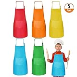 ☼Diseño práctico - Para niños que quieren ayudarlo a cocinar en la cocina o cocinar usted mismo, este es un buen delantal. Este delantal con bolsillo diseñado, conveniente para que los niños pongan juguetes, dinero, dulces o pinceles, etc.