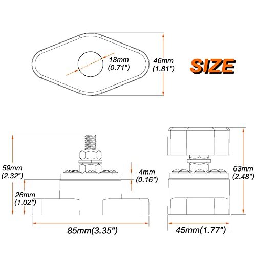 Amomd 2Pcs 300A Heavy Duty Bus Bar M10 Terminal Block Stud 8X#8-32 Screws For Positive Negative Battery Power Junction Post Buss Bar Kit In Red And Black #TOP5