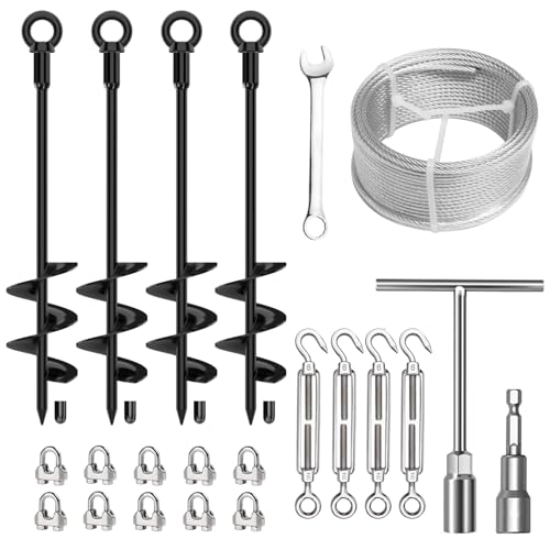 4 Pcs Heavy Duty Ground Anchors Kit (Black)