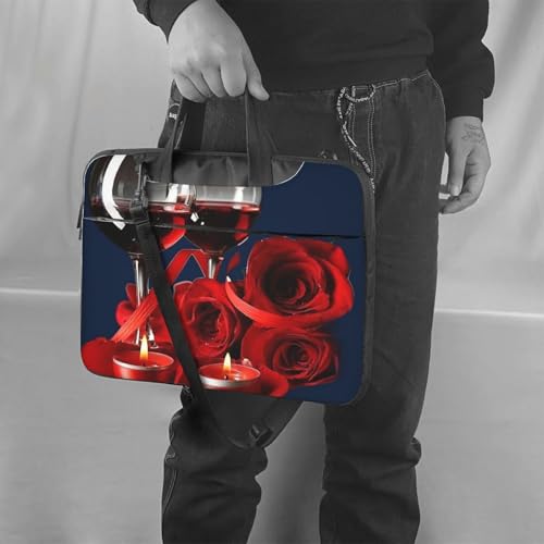 Sac pour ordinateur portable à imprimé rose vin rouge bougie