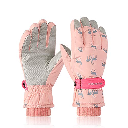SxLingerie Skihandschuhe, Frauen Winter Schnee Handschuhe Plus Samt Wärme wasserdichte Touchscreen Snowboardhandschuhe Für Ski Outdoor Sports Kaltes Wetter,Rosa Cover