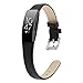 MEFEO Compatible with Fitbit Inspire Bands/Inspire HR Band, Genuine Leather Slim Soft Strap Wristbands Accessories Replacement for Fitbit Inspire Fitness Tracker (Black, Small (5.8"-7.6"))