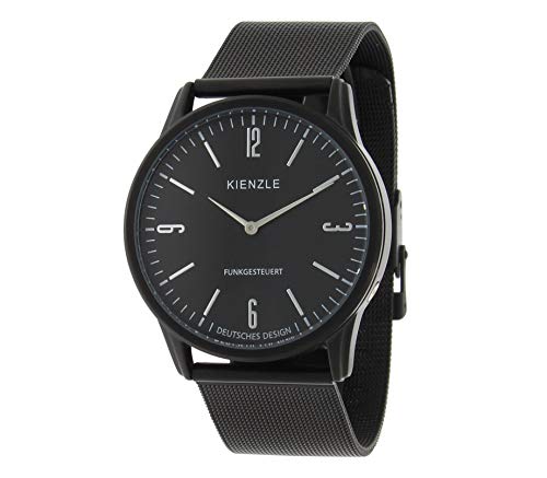Preisvergleich Produktbild KIENZLE Herren Funkuhr mit Milanaiseband, schwarz / Herrenuhr / Quarz / schwarz