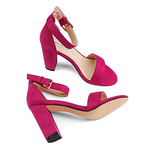 Image of JOY IN LOVE Womens 3.5 inch Chunky Block High Heels Ankle Strap Heeled Sandals