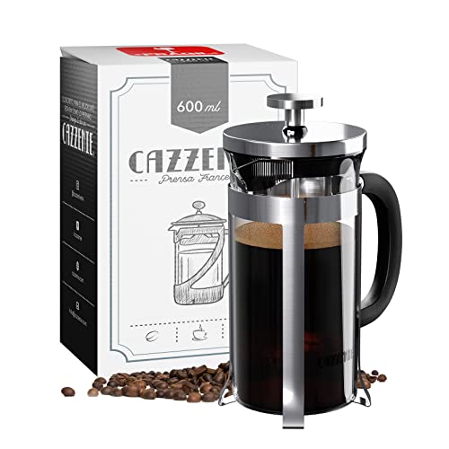 Listado de Cafeteras de émbolo de esta semana. 47 Cazzenie Prensa Francesa de Vidrio con acabado cromado para preparar café o tisana. Cafetera Francesa Bristol disponible en 350 ml (1 Taza 600 ml (2 Tazas) y 1 lt (3 Tazas French...