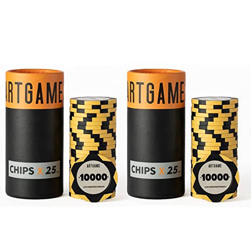 ARTGAME 14 Grams Clay Poker Chips, Minimalism Chip Easy to Recognize Numbered Chips and Color Blank Chips-Pack of 50 Chips…