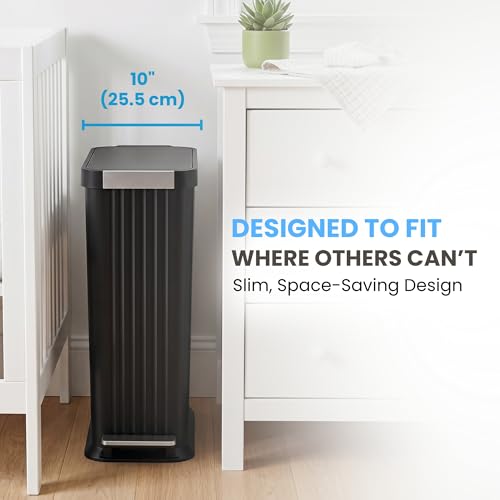 Image of Patented 13 Gallon STEP Diaper Pail - Fits Kitchen Bags, Odor Filter Baby Trash Can, 135 Diaper Capacity, No Refills Needed, for Nursery Diapers and Adult Incontinence Underwear - Matte Black