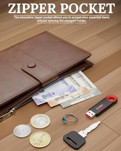 Image of FEDUS Premium Passport Holder for Men, Passport Holder for Women Passport Cover Case Wallet with Card Holder, RFID Protected Travel Accessories Organiser, Faux Leather