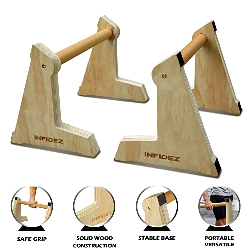 Infidez 20X12 Inch Height Adjustable Wooden Parallettes And Push Up Bars, Non-Slip Gymnastic Parallel Bars, Push Up Handles For Floor, Handstand Bars, Calisthenics Equipment For Indoor And Outdoor Workout #TOP3