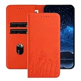 Rfvzubemok Compatible with Huawei Y5 Prime (2018),Compatible with Huawei Y5 (2018) Flip Kickstand Magnetic Closure Wallet Protective Case Orange