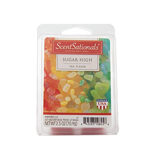 Scentsationals Sugar High 2.5 oz Fragrant Melts-6 Scented Wax Cubes, Red