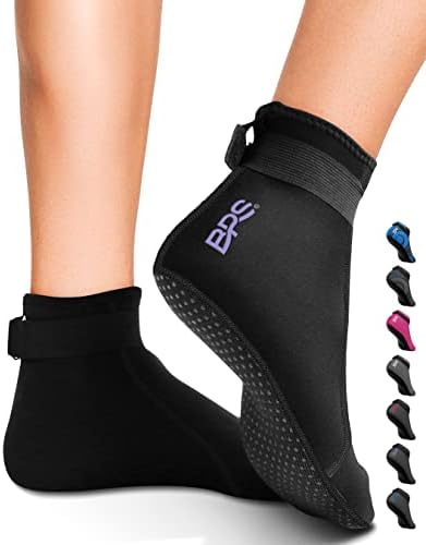 BPS 'Smart Sock' 3mm Neoprene Water Booties - Low Cut Socks - Durable for Water and Sand Activities Flexible Dive Socks Glued & Stitched Anti-Slip Wetsuit Boots for Men Women (Black/Lilac, XS)