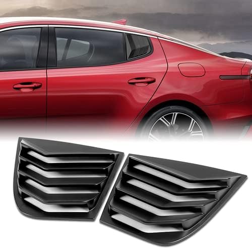 Rear Side Window Louvers ABS Sunshade Cover Vent Compatible with 2018-2022 Kia Stinger 2 Pieces, 2019 2020 2021 (Black)