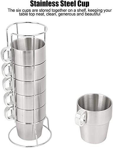 Juego de tazas de café apilables de acero inoxidable de doble capa con función antiquemaduras y soporte para bebidas para el hogar, viajes y camping