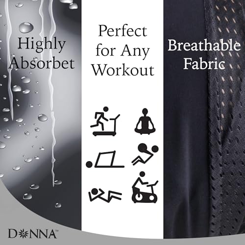 DONNA Active Wear Mesh Cap – Breathable Workout Scarf for Women, Sweat Absorbing Head Wrap for Black Hair, Lightweight Gym Headband for Exercise & Sports, Soft Mesh Fabric, Black