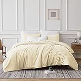 Ras Decor Linen Ivory Duvet Cover 120X120 Western King - 1800 Brushed Microfiber- Washed Cotton Duvet Cover- 3 Pieces Zipper Closure with Corner Ties - Bedding Quilt Cover (Western King-120X120)