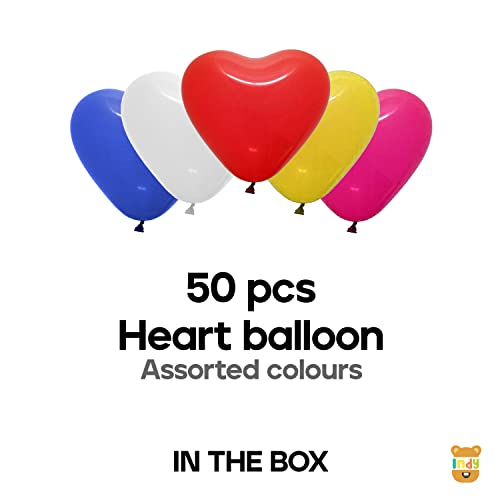 Image of ITAF Set of 50 Pcs Heart Shaped Latex Balloons For Birthday /Anniversary /Valentine's /Wedding /Engagement Party Decoration - Multicolor