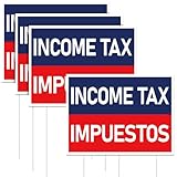 Jetec 3 Piece Tax Service Yard Sign 16'x12' Income Tax Impuestos Yard Sign with Stakes, Double Sided Printed Arrow Directional Signs for Season Outdoor Advertising & Lawn Business Signage