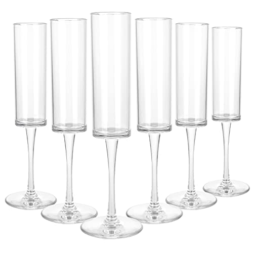 JMIATRY Juego de 6 copas de champán irrompibles, copas de champán de plástico de alta calidad de 165 ml, copas de champán elegantes ideales para bodas, Navidad, fiestas de cumpleaños y uso diario