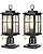 VIANIS 2 Pack Outdoor Post Lights Dusk to Dawn, Modern Black Lamp Posts Outdoor Lighting with Pier Mount Base, Anti-Rust 100% Aluminum Waterproof Exterior Post Lantern with Tempered Glass for Pathway