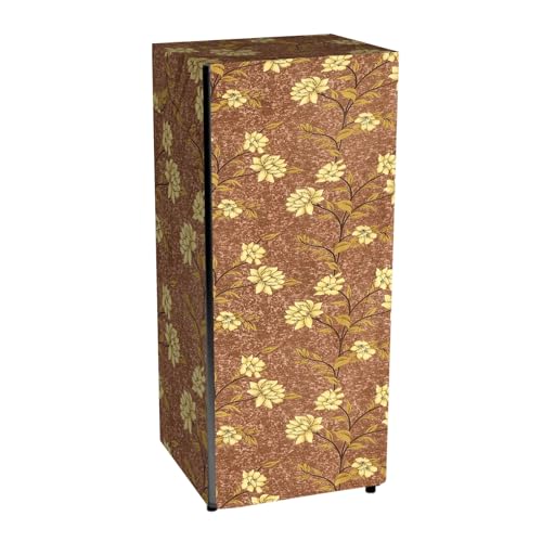 Image of Durable Fridge Cover Single Door 180 to 220 Litre Easy to Clean Dustproof and Waterproof Printed Refrigerator Cover 150x60 cm