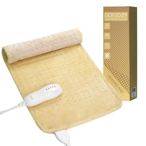 GOTCOZY Heating Pad for Back Pain Relief & Cramps,Electric Heating Pads for Neck and Shoulders with 2H-Auto Shut Off and 5 Heat Settings,Gifts for Mom Men 12''X24''(Yellow)