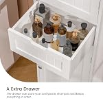 Iwell 67" Tall Bathroom Cabinet, Storage Cabinet with 2 Doors & 1 Drawer, Bathroom Storage Cabinets with Adjustable Shelves, for Living Room, Entryway, Home Office, White - Image 5