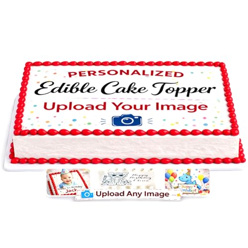 Custom Edible Cake topper image Create and personalize your own Logo or photo 16" x 10" (1/2 sheet)