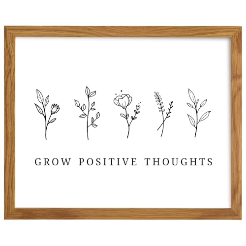 Grow Positive Thoughts Poster 8x10 FRAMED - Inspirational Wall Art