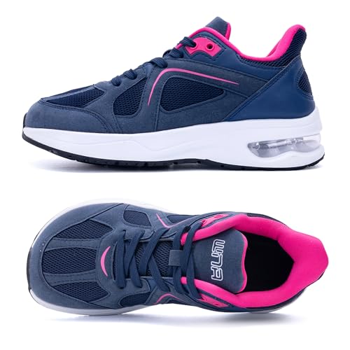 GANNOU Wide Toe Box Shoes Women Athletic Running Tennis Sneakers Wide Width Walking Shoes for Gym Fitness RoseBluePink Size 8.5
