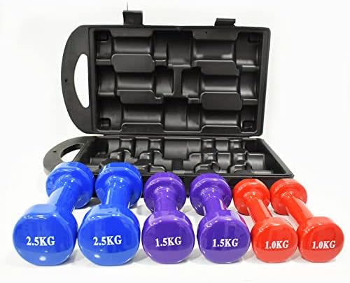 York Fitness Vinyl Dipped Dumbbell 10 KG Set with Case