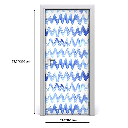 Autocollant de porte 70x200cm imperméable dans les vagues abstraites