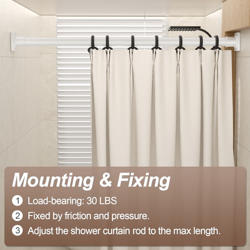 Tigpengy Shower Curtain Rod Square End Adjustable Shower Rod 32-80 Inches Shower Tension Rod No Drilling Curtain Rod Stainless Steel For Shower Stall Rv Closet thumb #4