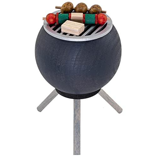 Seiffener Volkskunst | Räucherofen Grillofen | Räucherfigur 10 cm | Grill + Räucherkerzen Ruhe | Räuchergrill Veggie | 26305 | anthrazit