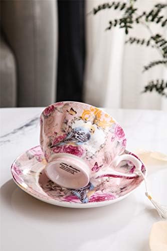 London Boutique Coffee Tea cup and Saucer set 2 Vintage Retro Rose porcelain set Gift Box (Vintage Summer)