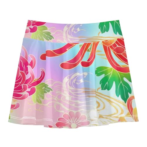Girls' Shorts Athletic Skorts Kids Tennis Skirts Dance Girl Skort Traditional Japanese Floral Motifs 3t