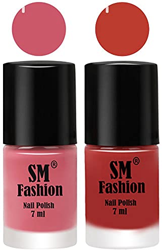 Image of Long Lasting Nail Polish | Nail Paint Combo 7 ml Each) - Set of 2 Nude Pink-Dark Peach