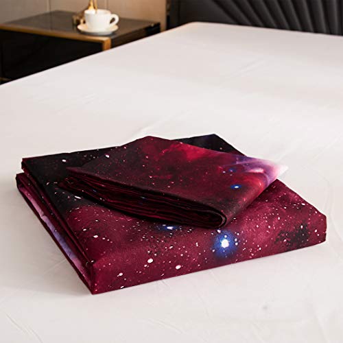 Lamejor Duvet Cover Set Queen Size 3D Galaxy Outer Space Luxury Soft Bedding Set Comforter Cover(1 Duvet Cover+2 Pillowcases) Wine Red #TOP3