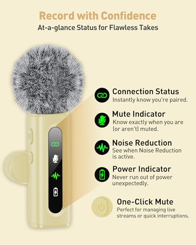 Image of USB C Lavalier Microphone Wireless Mini Mic for Type-C Android Phone /Tablet /PC Video Recording Clip-on Mics with Rotatable Clip&Denoise Recording, Ideal for Vlog Tiktok Youtube Content Creator, Beige