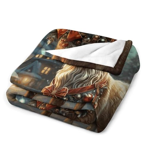 Couverture flanelle légère et confortable motif rennes lit - 4