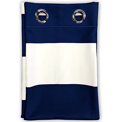Driftaway Mia Stripe Room Darkening Grommet Unlined Window Curtains 2 Panels Each 52 Inch By 54 Inch Navy #TOP2
