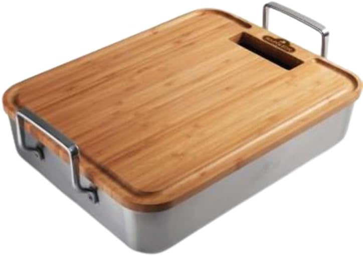 Napoleon 56033 Roasting Dish Stainless Steel 40 x 31 x 8 cm Including Bamboo Chopping Board