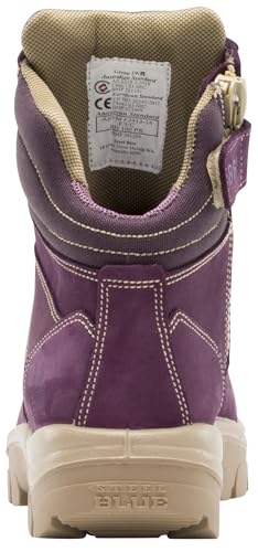 Image of STEEL BLUE 100% COMFORT Women's Southern Cross Zip 6-Inch Steel Toe Work Boot with PR Midsole, Side Zip, TPU Outsole, Trisole Cushioning, ASTM F2413 - Purple, Size 8 W | Industrial side zip lace up boot featuring a PR Midsole for underfoot protection and a TPU outsole