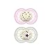 MAM Original Night Astro, Set de 2 Chupetes de Silicona, Rosa, 16+ Meses